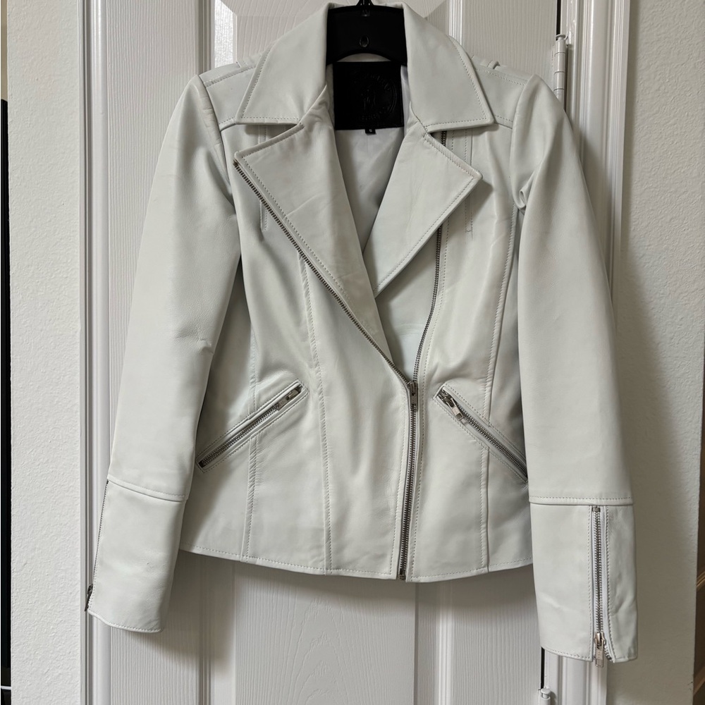 Women's White Leather Jacket